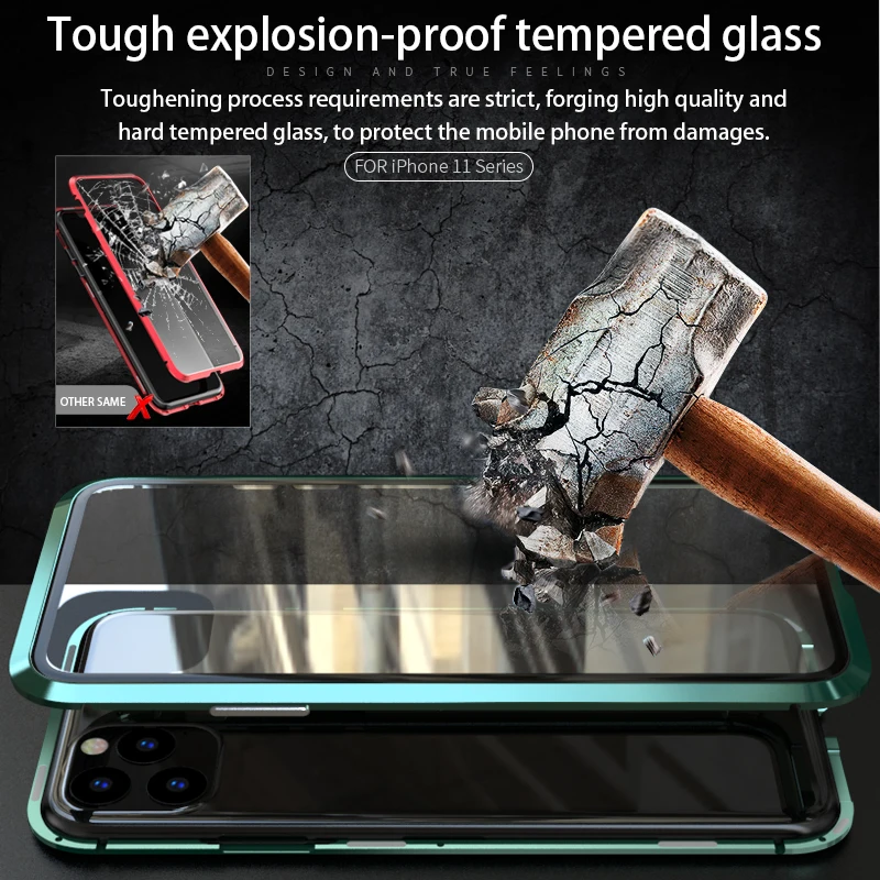 Чехол для iPhone 11 Pro 2019 двухсторонний чехол из закаленного стекла с магнитной