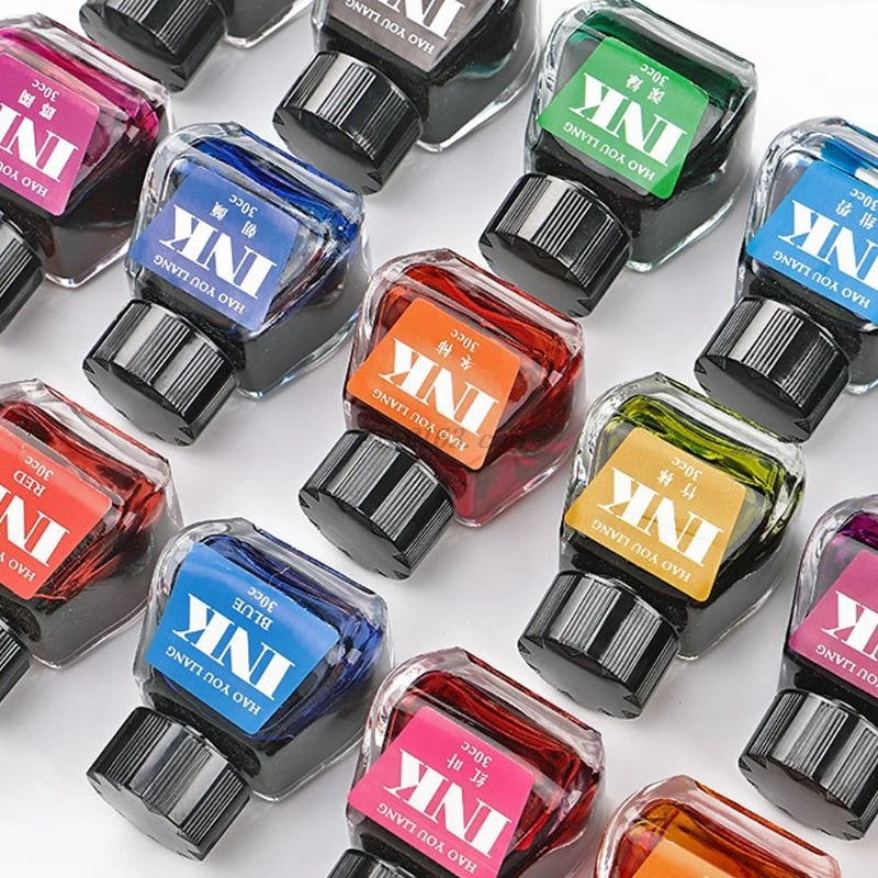 Перьевая ручка в бутылке с гладким стеклом 30 мл чернила для заправки офисные