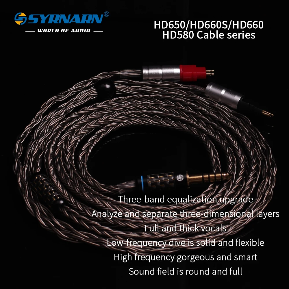 Núcleo do Cabo do Fone de Ouvido para Sennheiser Syrnarn Equilibrada Milímetros 4.4 6.5 Xlr Hd580 Hd600 Hd650 Hd25 Hd660s Hd545 Hd565 Atualização Stereo16 2.5
