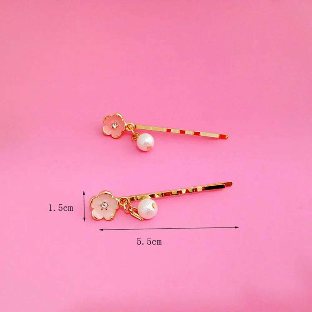 

2020 New Design Metal Hollow Cherry Flower Hairpin BB Pins Fashion Pearl Hair Clips for Women Girls Headwear Hair Accessories