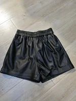 ladies 2021 new fashion loose elastic waist leather shorts 1123