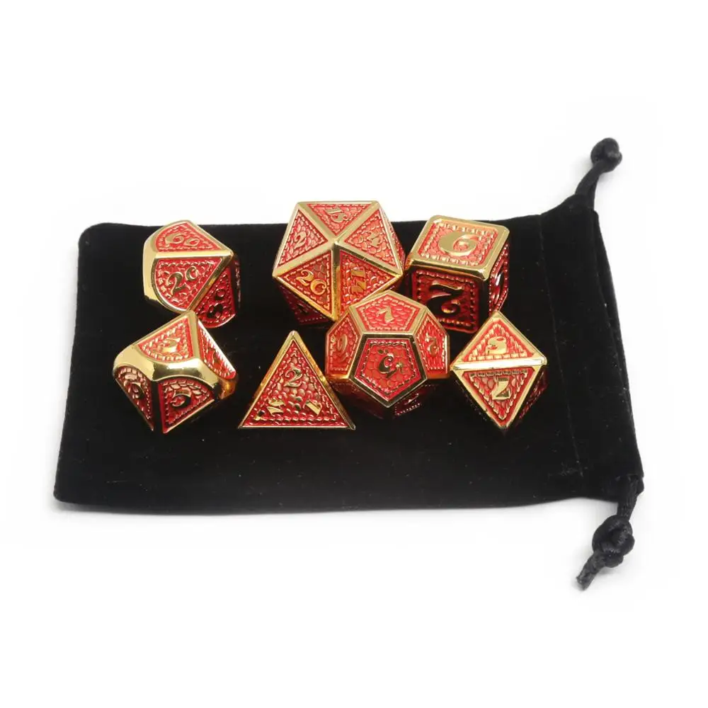 

CHENGSHUO rpg dice set.Metal dice.Adult red dragon dice are great gifts for dice collectors.The digital dice for DND COC.D20 106
