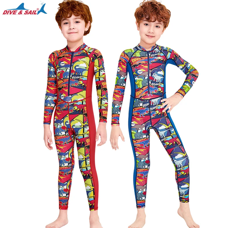 

Kids One Piece Swimsuit Long SleeveSun UV Protective Rash Guard Swimwear Full Body Wetsuit Dive Skin Lycra UPF 50+ Bathing Suit