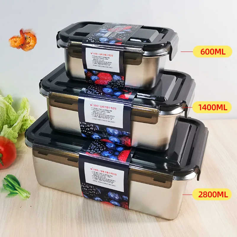 

600/1400/2800ml Medical Grade 316 Stainless Steel Lunch Box with Lid Sealing Leakproof Bento Boxes