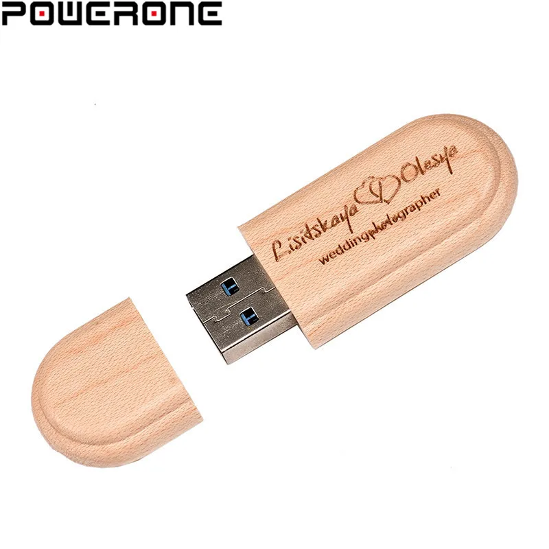 POWERONE (1 шт. бесплатный логотип) лазерная гравировка деревянный + коробка Флешка 4