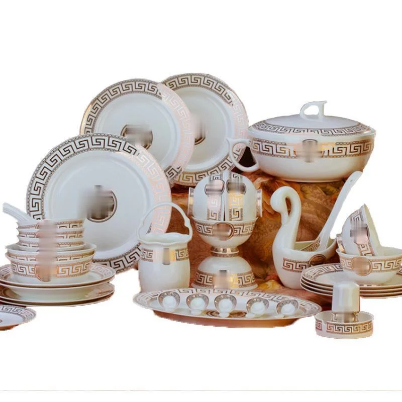 

60 Jingdezhen ceramic dishes set bone porcelain tableware gift dinner plates in Pynombe dinnerware plate