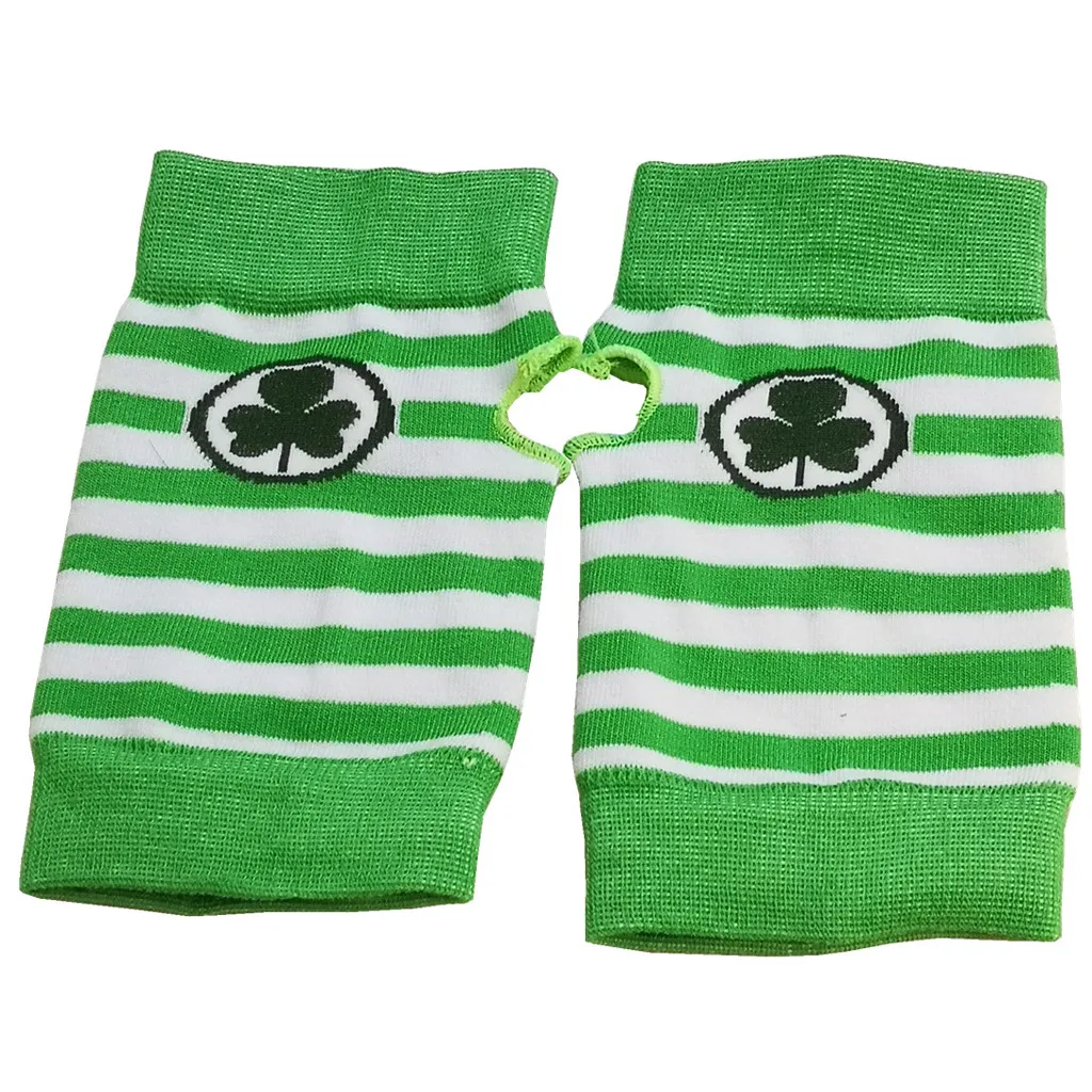 Полосатые перчатки без пальцев унисекс для взрослых варежки модные ирландские