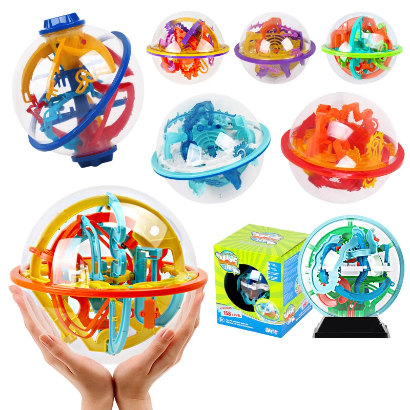

3D волшебный Интеллектуальный шар-лабиринт 100/110/167/168 шагов, Интеллектуальный баланс, магнитный шар, Мраморная игра-головоломка для детей и вз...
