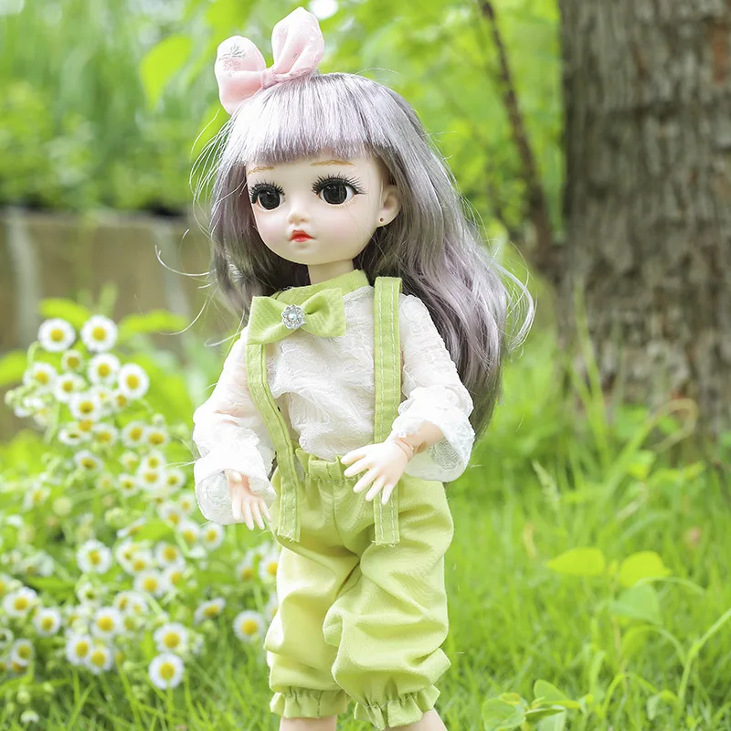 

New 12 Inch 20 Movable Joints BJD Doll 30cm 1/6 Makeup Dress Up Cute Brown Blue Eyeball Dolls with Fashion Dress for Girls Toy