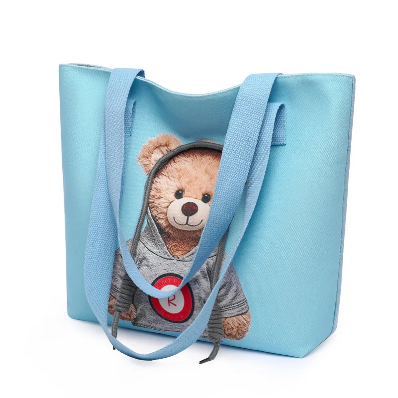

Simple Large Capacity Cartoon Bear Canvas Tote Shoulder Designer Messenger Bag Bolso Mujer Sac A Main Purses And Handbags