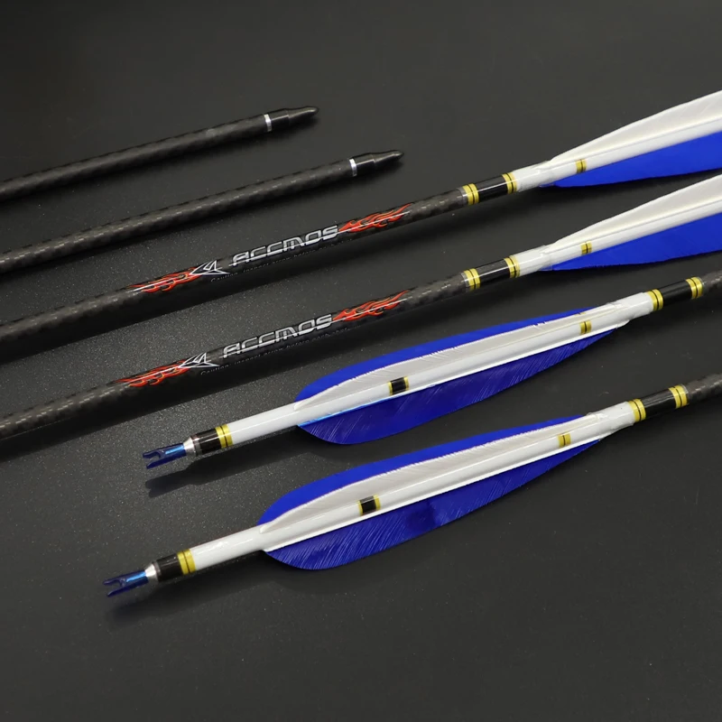 

6/12pcs 3K Weave Pure Carbon Arrows Sp200 250 300 350 400 500 Real Feather Compound/Recurve/Tradition Bow Hunting Shooting