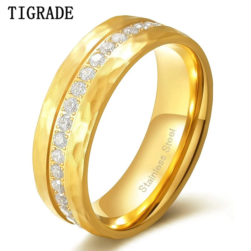 

Новинка, обручальное кольцо Tigrade 8 мм с покрытием из 18-каратного золота для мужчин, обручальные мужские обручальные кольца Размером 7-13