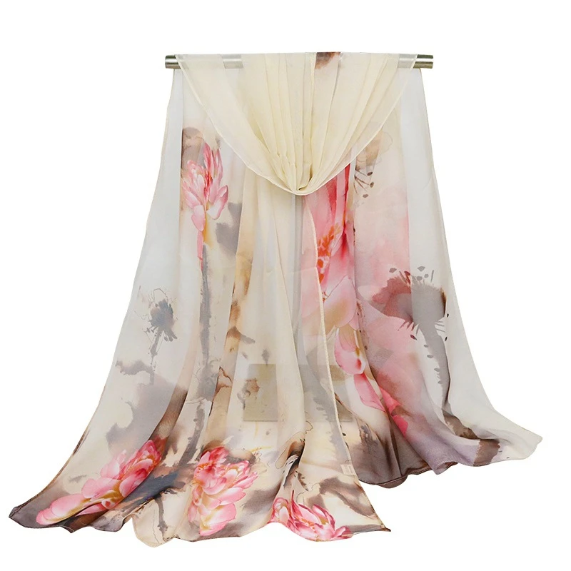 Новые шарфы с рисунком лотоса женская тонкая длинная шаль шарф Женский Осенний