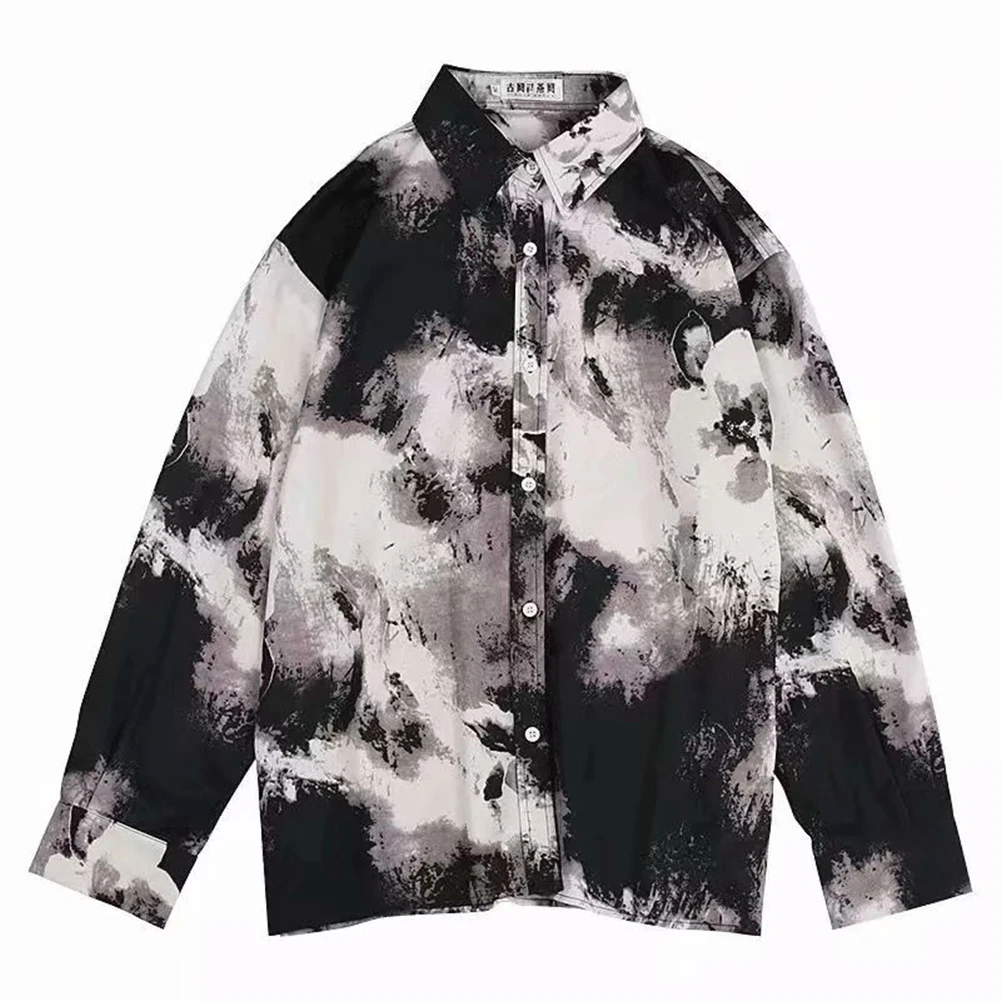 

Men Long Sleeve Shirts Tie Dye Fashion Harajuku Street Trendy Loose Chic Mens Teens Stylish Oversize Retro Personality cool