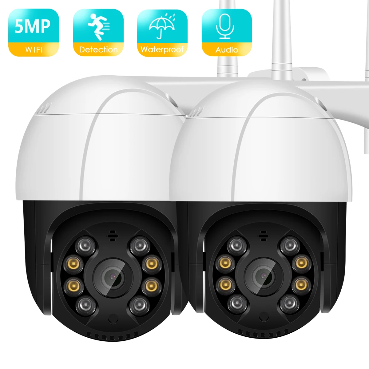 

BESDER 5MP PTZ Wi-Fi Camera Artificial Intelligence Human Motion Detection Waterproof CCTV Ip Camera 2-Way Audio IR Night Vision