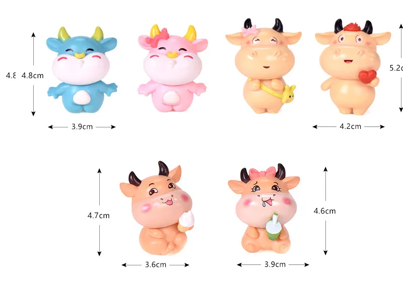 2 шт./лот с мультяшными изображениями влюбленных корова синего розового цвета