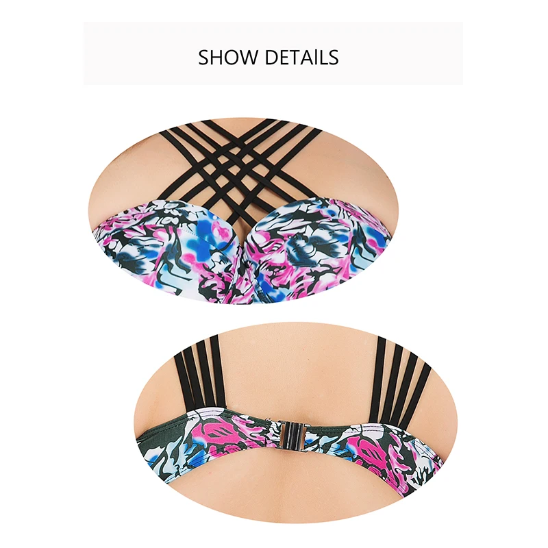 Новый сексуальный женский купальник с цветочным принтом бикини на бретельках