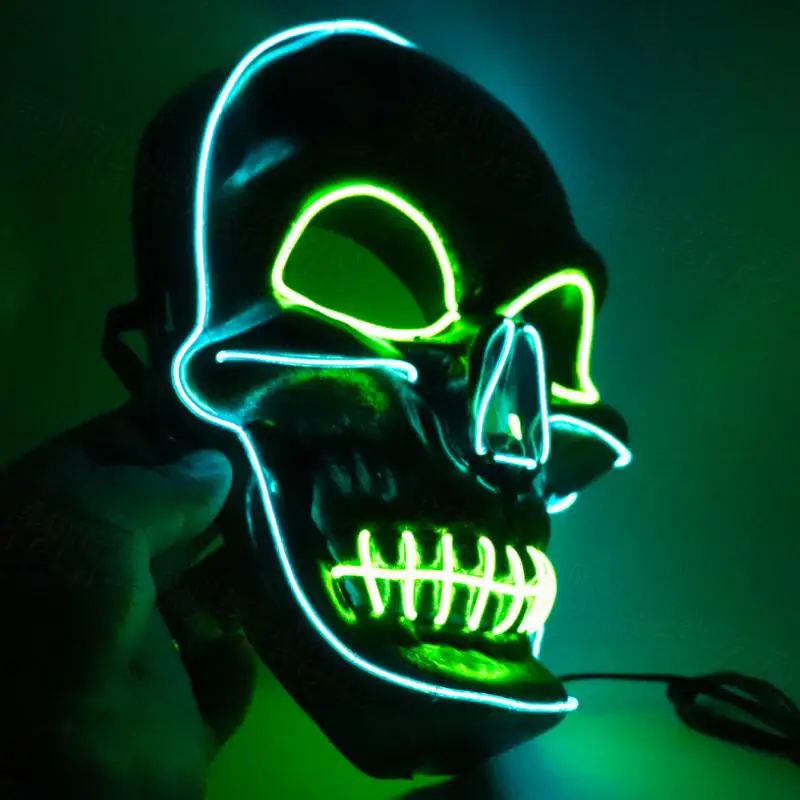 Маска на Хэллоуин со светодиодной подсветкой светящаяся маскарадная косплей