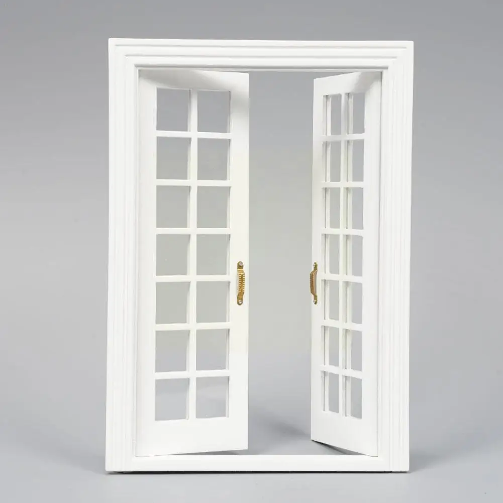 

White Color Dollhouse Miniature 1:12 Window Wood Doll DIY House Hollow Out Miniature Window Dollhouse Furniture F9E1