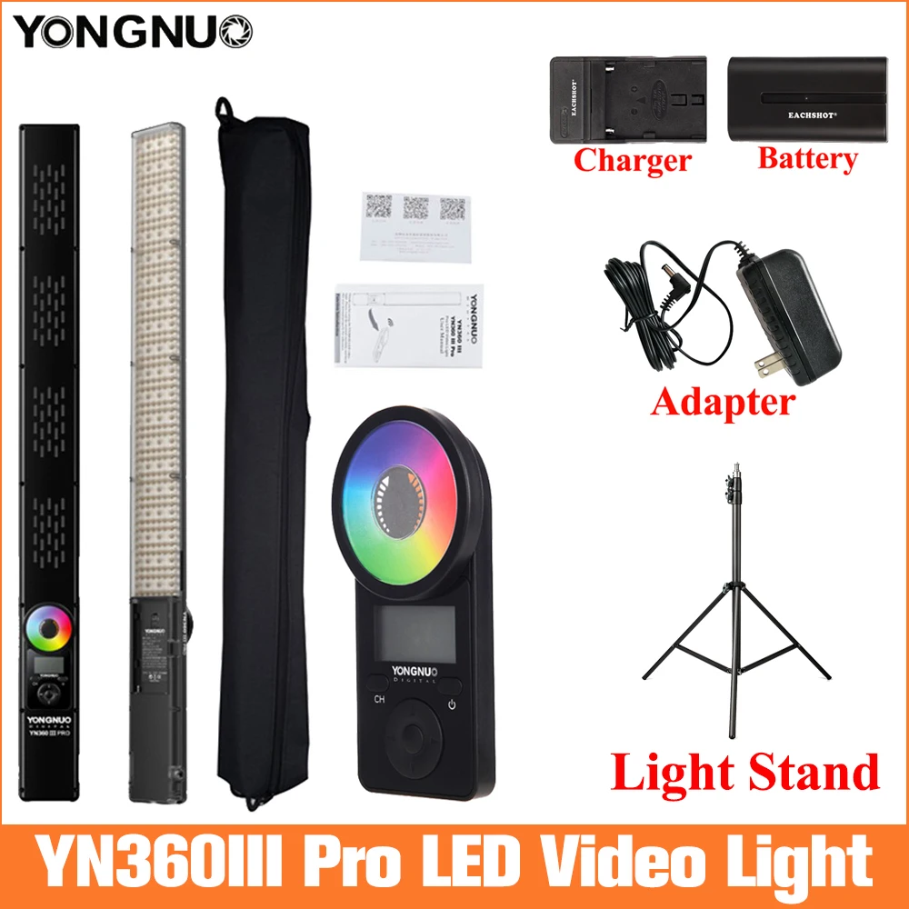 Yongnuo YN360III YN360 III Pro LED Video Light 3200K-5600K RGB Photo Light Light for Video Recording with Light Stand