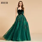 JEHETH вечерние платья до пола из тюля с бусинами бархатные на тонких бретельках для невесты Вечерние банкетные платья на молнии сзади Длинные Выпускные