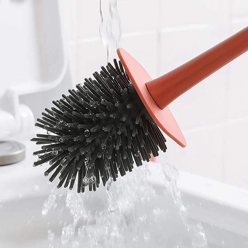 

TPR Toilet Brush Long Handle Soft Rubber Toilet Cleaning Brush With Base Bathroom Cleaning Tool Home Bathtub Accessories Sets