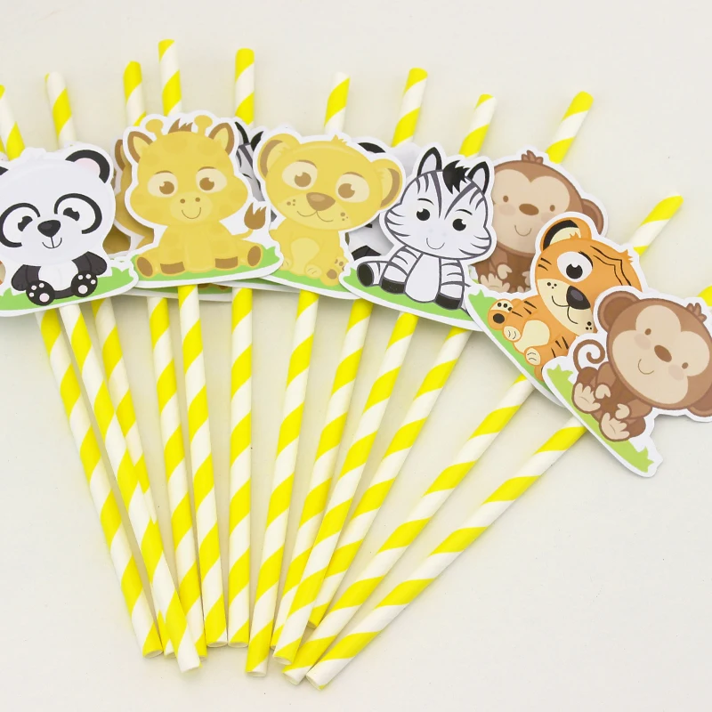 

Трубочки бумажные в виде животных для детского сафари