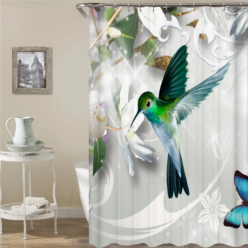 Китайская занавеска для душа с рисунком пейзажа рыба птица слива ветка дерева