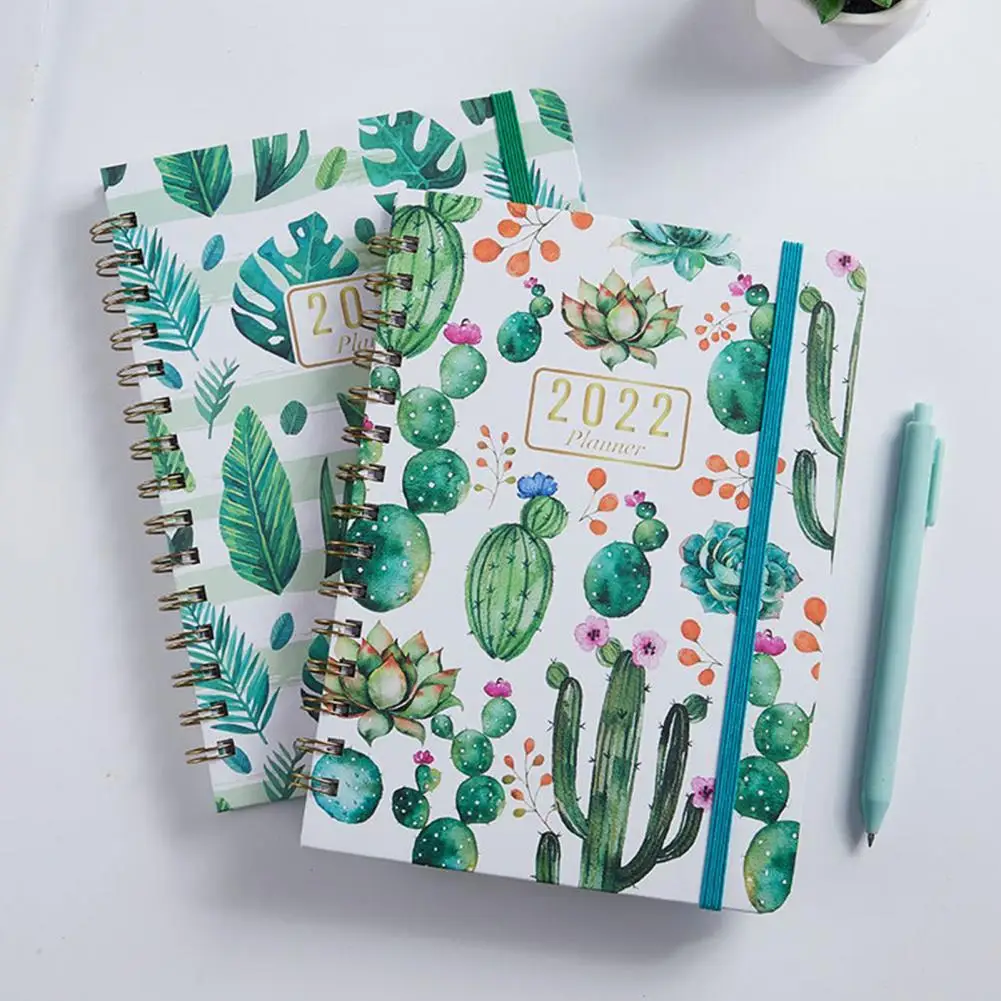 

100 Sheets Schedule Book Fresh Pattern Hardcover A5 2022 Time Management Student Daily Weekly Planner Notebook