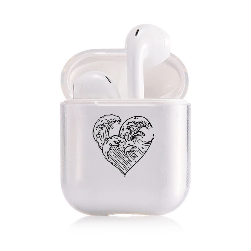 Прекрасный портативный чехол Airpods, беспроводное сердце, черная буква, зеленый круг, милый поп прозрачный защитный чехол для наушников - Цвет: I201496