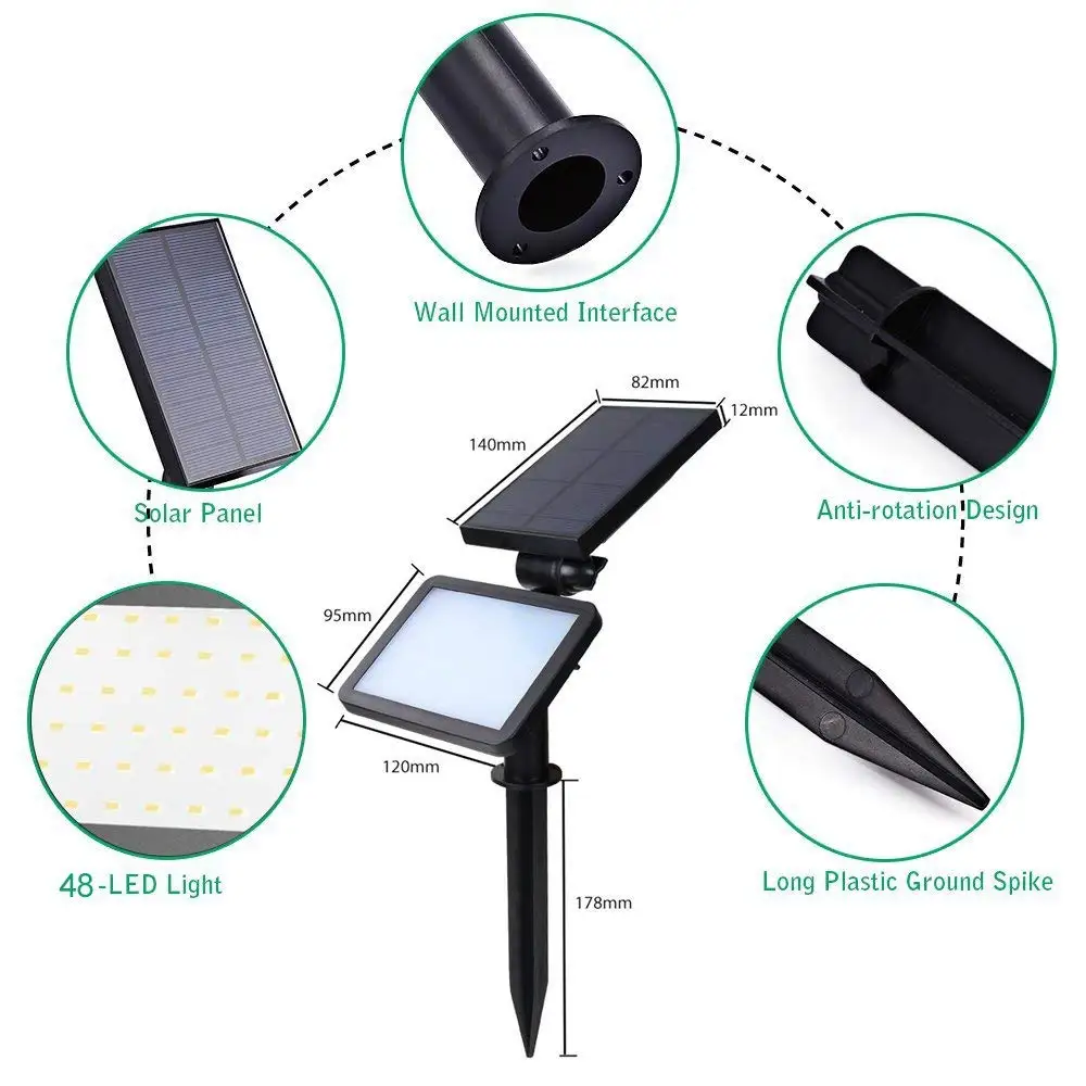 48LED Солнечная энергия прожектор садовый Газон лампа Ландшафтные светильники