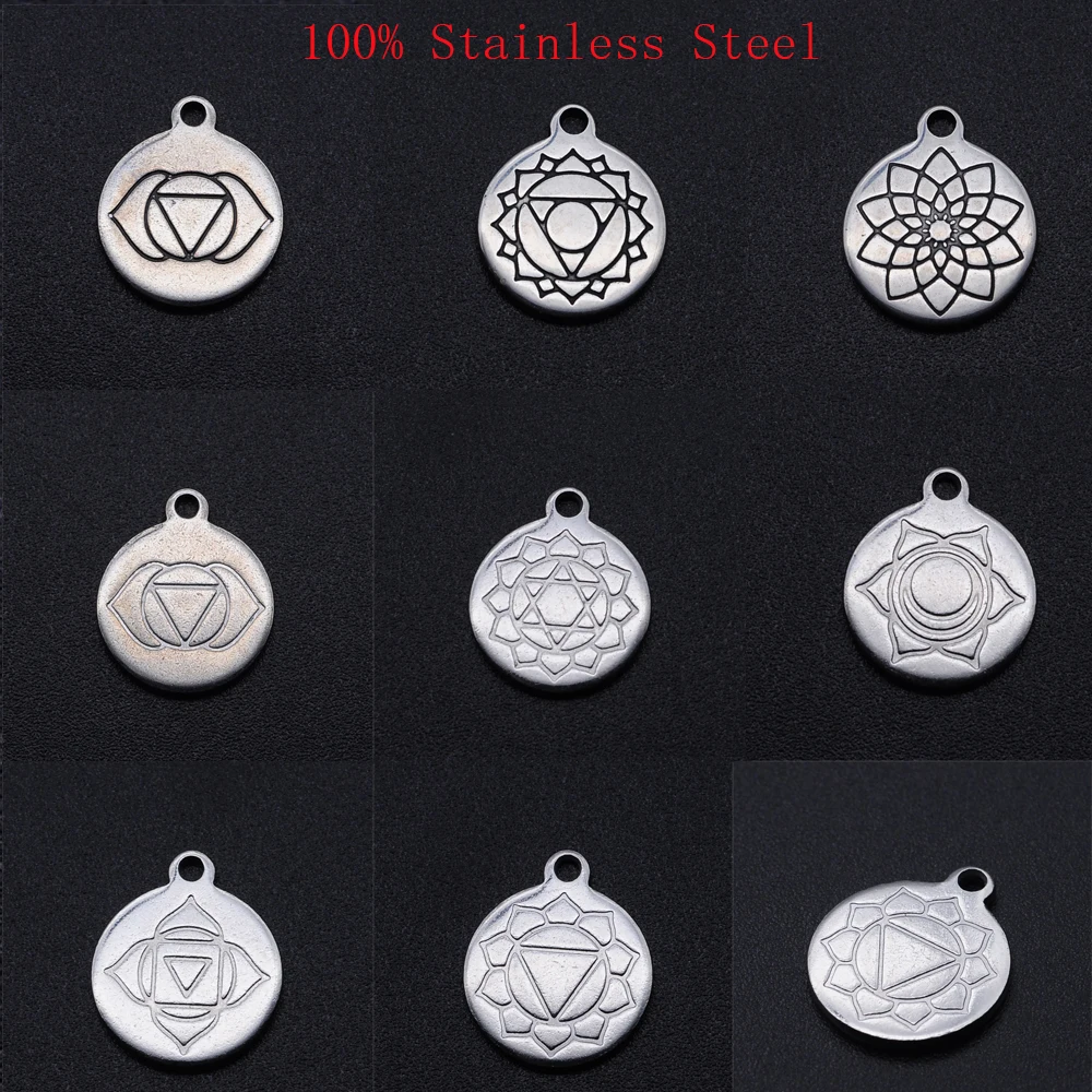 10 шт./лот высококачественные подвески из нержавеющей стали 100% в виде чакры для
