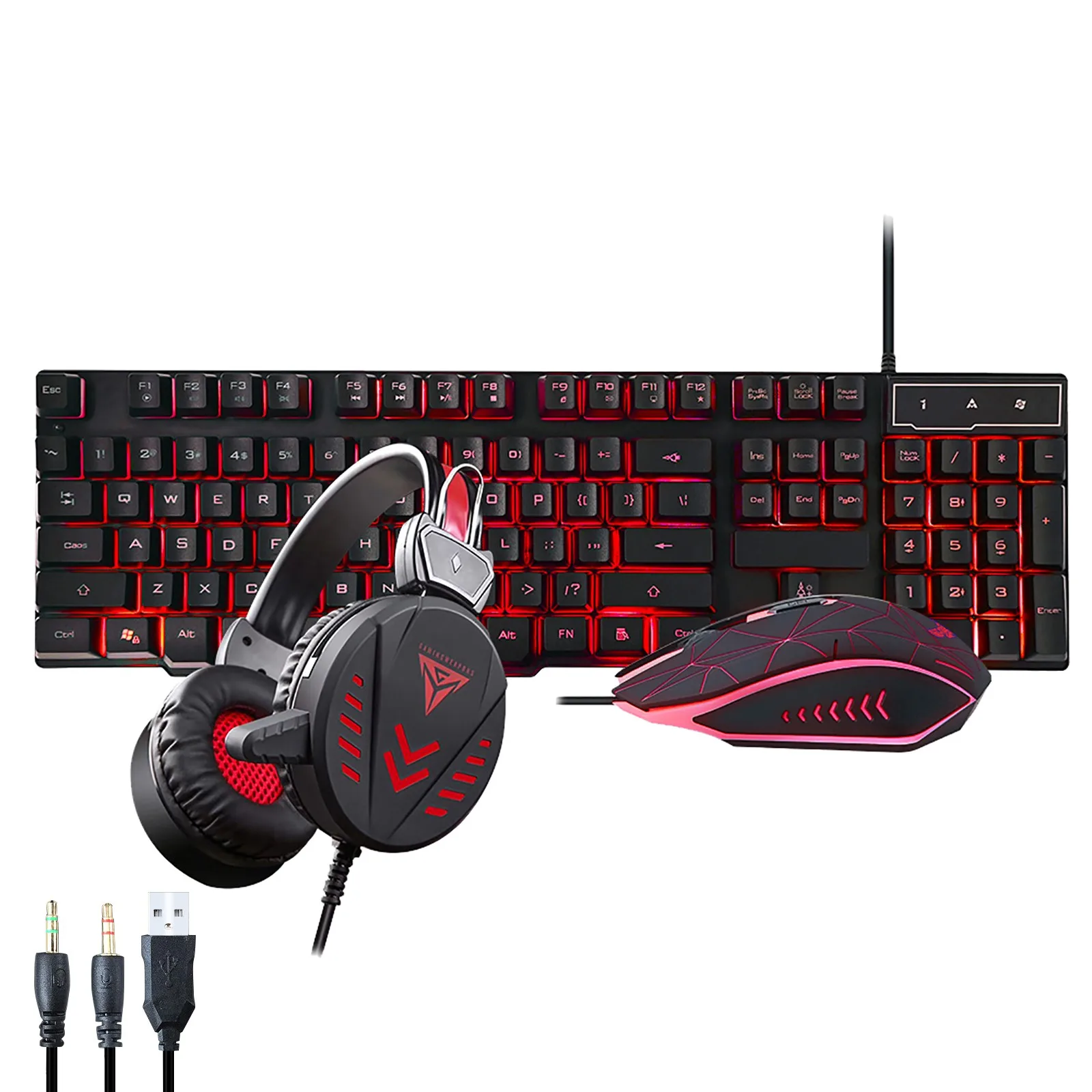 

Luminous Gaming Keyboard Mouse Headset Combo Usb Wired Keybord Gamer Kit Waterproof Led Backlit Keyboard And Mouse Set For Pc