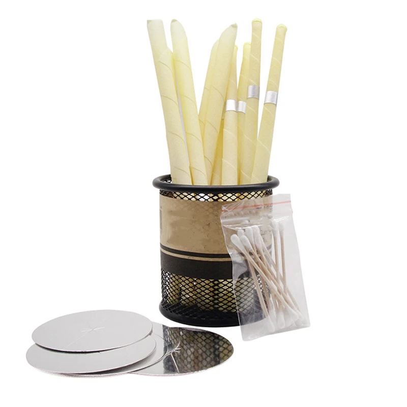 

Ear Candling Horn Type Ear Candling Set with 10 Ear Candles and 10 Cotton Swabs 5 Trays