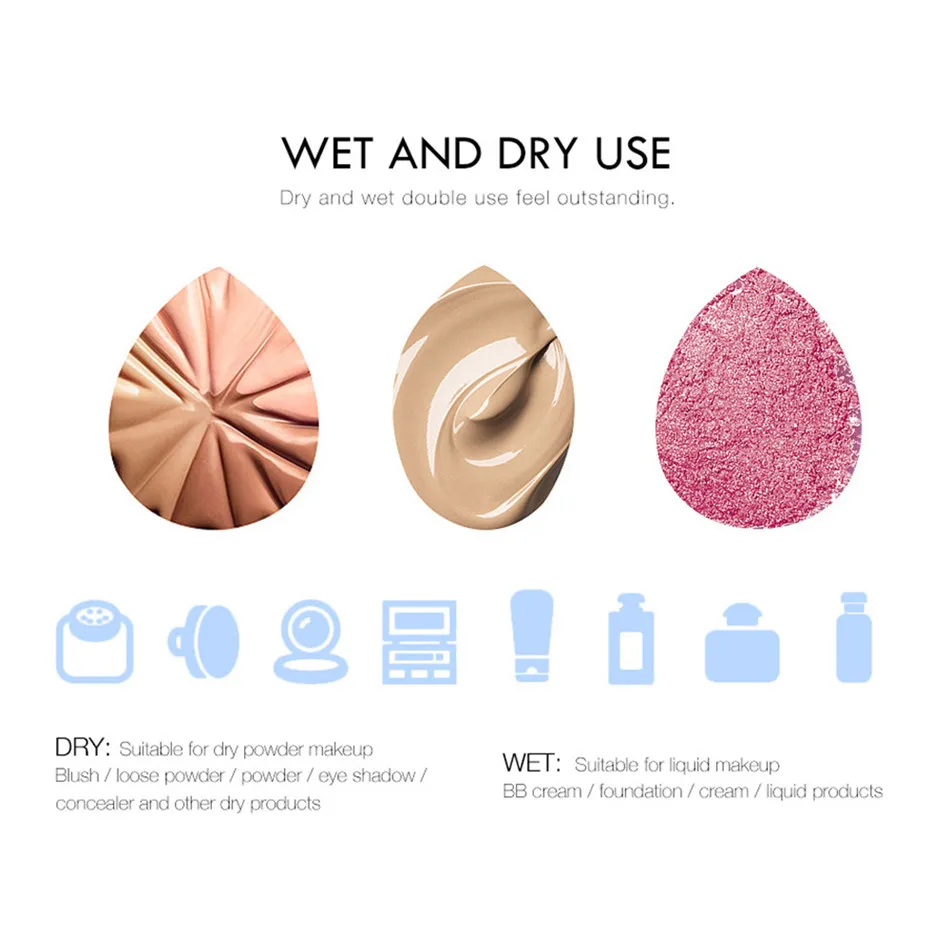 O.TWO.O 1Pc Blue Face Makeup Sponge Puff Egg Facial Cosmetic Concealer Cream Foundation Powder Puff Makeup Foundation Sponge