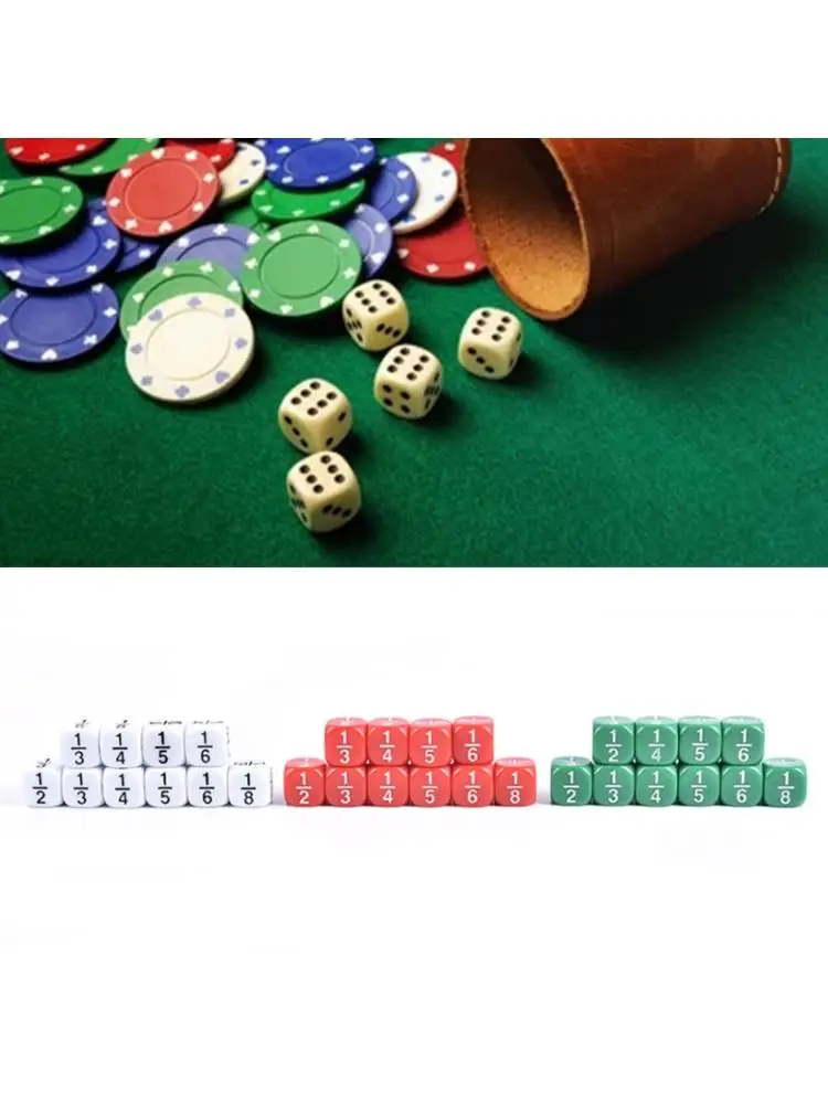 

10pcs Fractional Dice 16mm Acrylic Dice Number Dice Educational Kids Math Toys