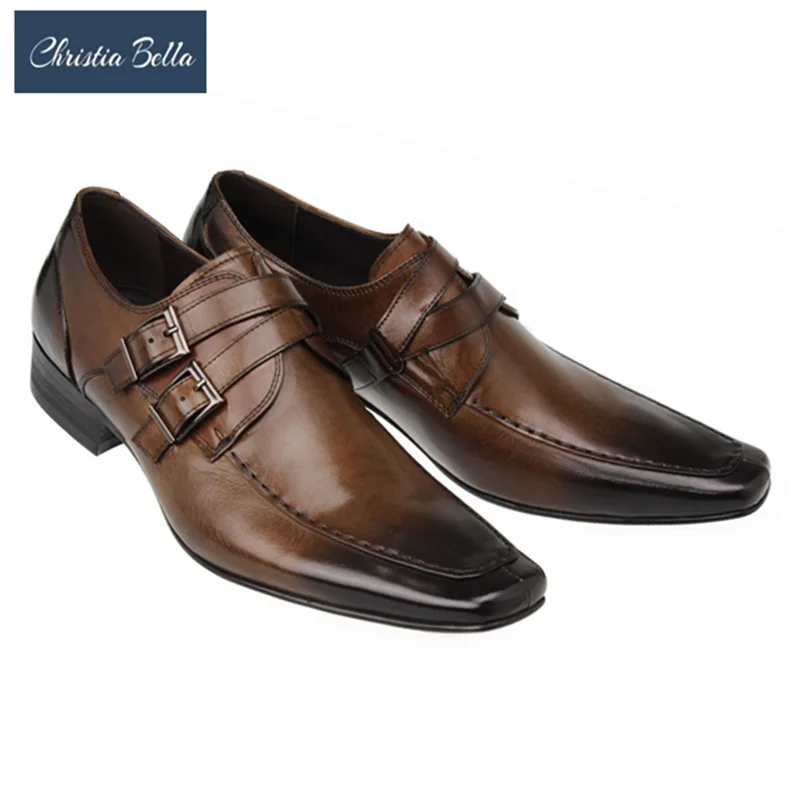 

Christia Bella Italian Genuine Leather Men Oxford Shoes Fashion Business Brogue Shoes Male Wedding Party Buckle Dress Shoes