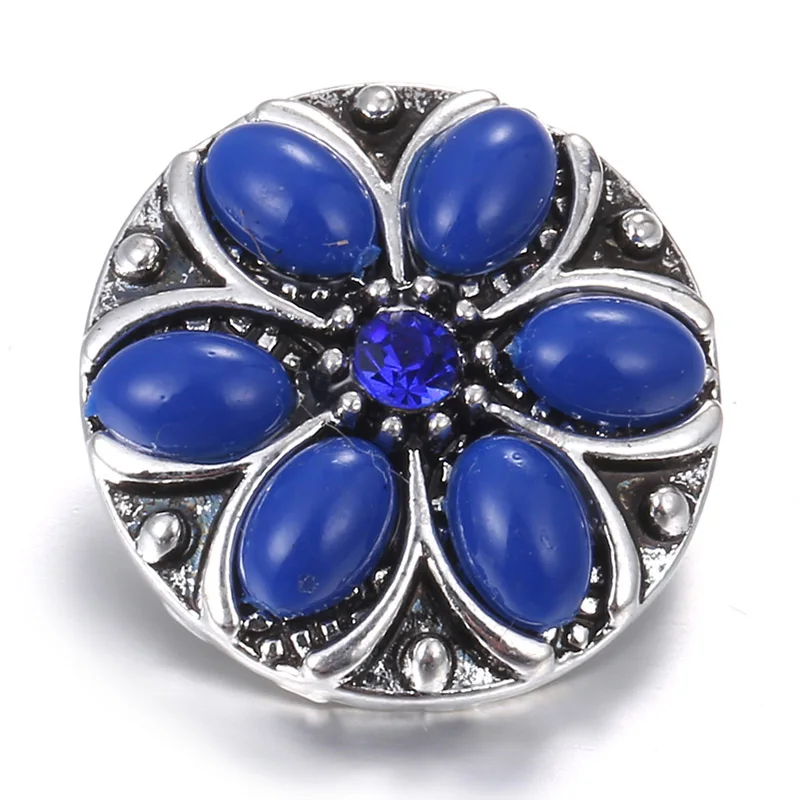 6 шт./лот новые ювелирные изделия 18 мм металлические кнопки Стразы Синяя кнопка