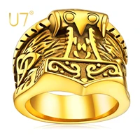 u7 thors hammer ring singet ring viking nordic jewellery stainless steel protective ring punk accessories talisman gift