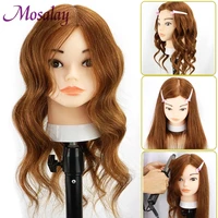 doll mannequin head with 100 human hair training head for learner hairdressers practice dye bleach curl iron braid cut hair