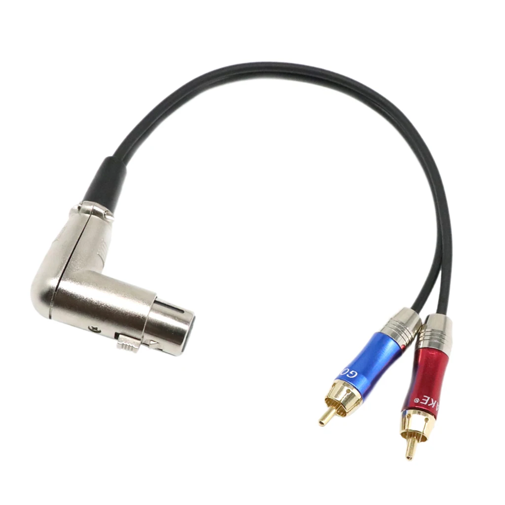 90 градусов ° 3 контакта разъем XLR к 2 двойным RCA Y-образный сплиттер соединительный