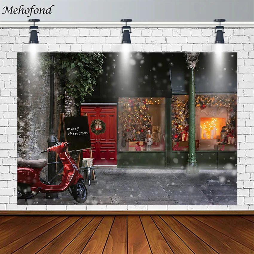 

Рождественский фон для фотосъемки с изображением зимней елки камина магазина подарков красный фон для фотосъемки на мотоцикл студийный фо...