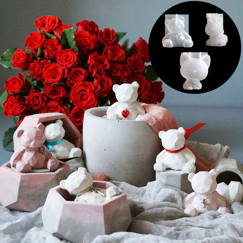 3D единорог силиконовая форма для торта котенок медведь прозрачная глина DIY помадка мусс форма для украшения торта инструменты плесень
