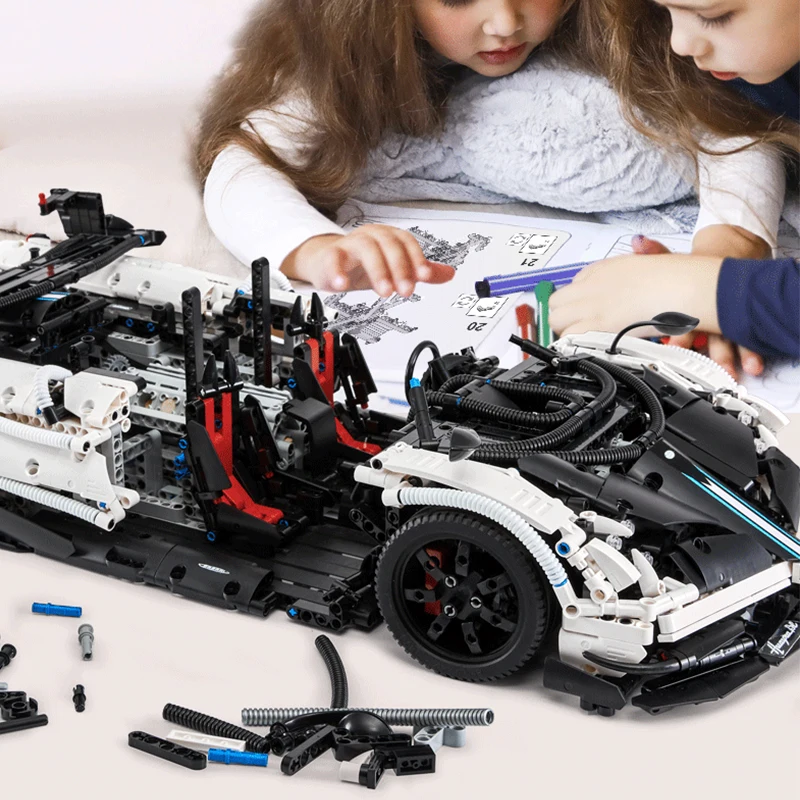 

High-Tech series white super racing sport car Pagani Huayra BC Roadster 1:8 building blocks education kids gifts christmas gifts