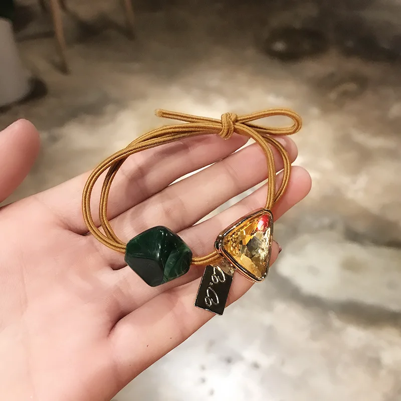 

100pcs / lot Korean version of The elegant wind crystal head rope tie hair rubber band fashion girl hair rope hair ring girl