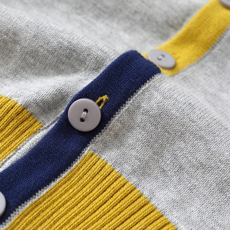 Rlyaeiz Children's Sweater 2018 Spring Autumn Casual Kids Color Patchwork Knitwear Cardigan V-neck Knitting Baby Boys | Мать и