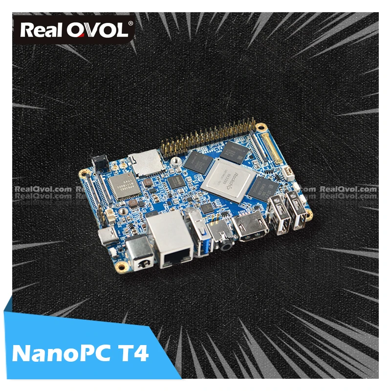 RealQvol NanoPC T4 Minimal Rockchip RK3399 Soc 4 Гб ОЗУ 16 eMMC AI и приложения для глубокого обучения