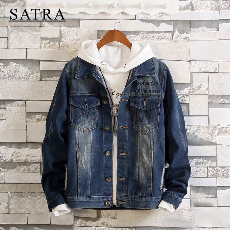 SATRA 2021 Новое поступление Волчья Голова мужские ковбойские равные джинсы куртка