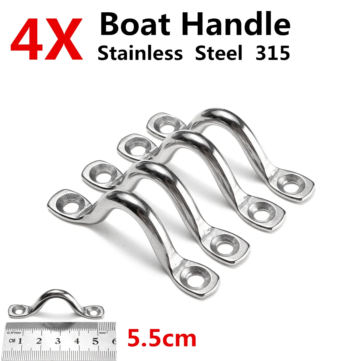 

4Pcs Stainless Steel 315 Wire Eye Straps Saddle Clip Boat Yacht Ship Marine Plate Staple Ring Hook Handle Doorknob