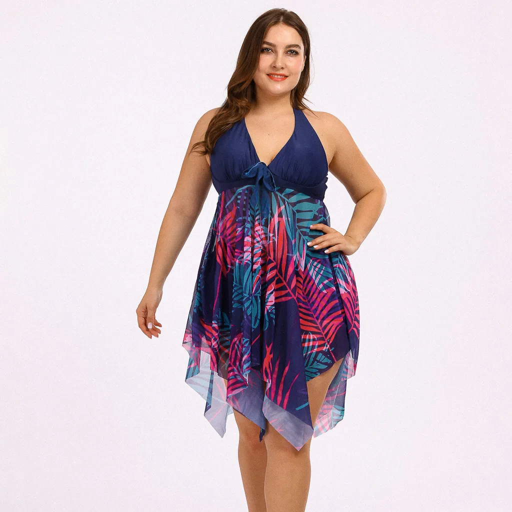 

Bikini 2021 Women Leaf Print Push Up Tankini Set Two Piece Swimsuit Plus Size Swimwear Biquinis Feminino 2021 Купальник